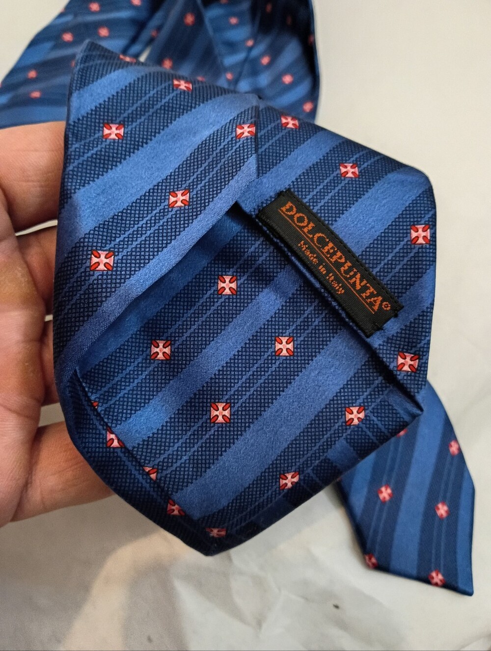 Dolce punta Satin Silk Striped Geometric Mens Luxury tie